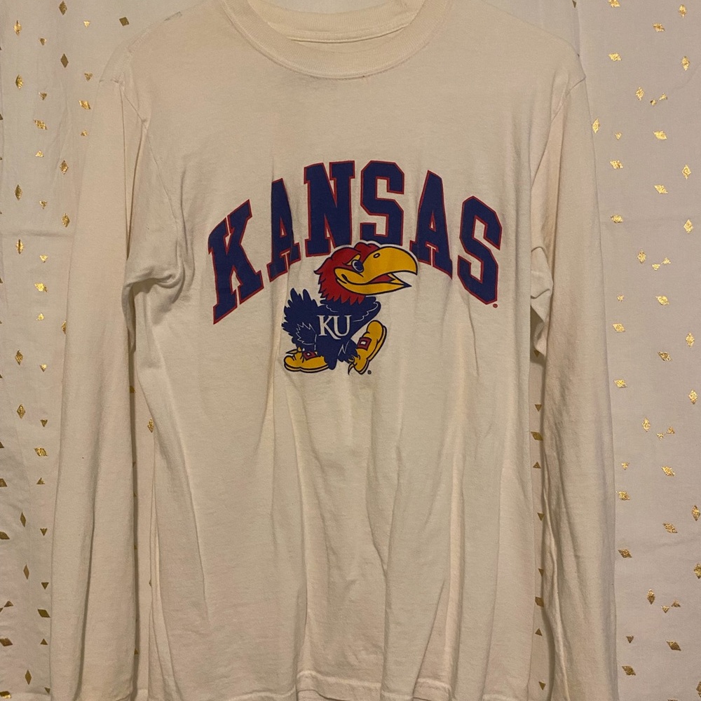 Kansas, KU logo white tee